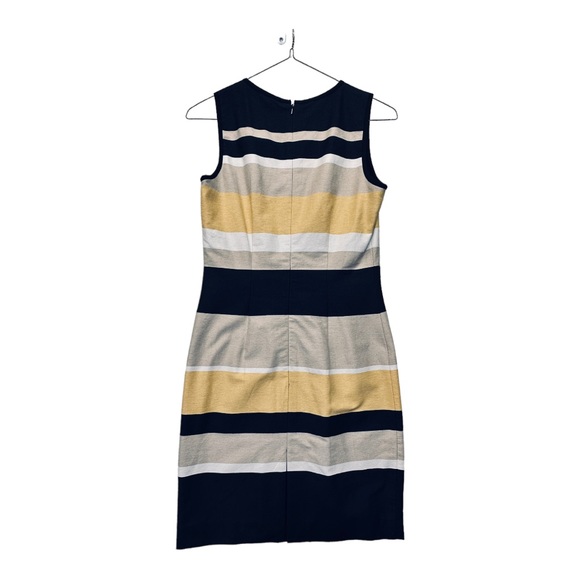 Hobbs London Colorblock Striped Sleeveless Cotton Summer Dress - Yellow / Black - Picture 1 of 8